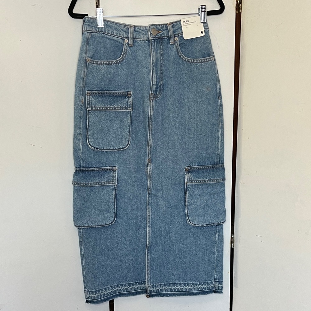 Aero Blue Cargo Maxi Skirt NWT